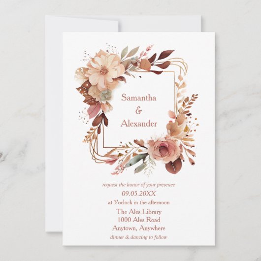 Invitation Beau Mariage Floral (Devant)