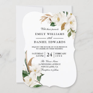 Invitation Beau Mariage floral blanc moderne