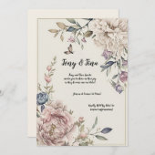 Invitation Beau Mariage Floral / Enregistrer L'Invitation Dat (Devant / Derrière)