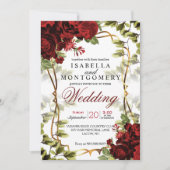 Invitation Beau Mariage floral rouge foncé (Devant)