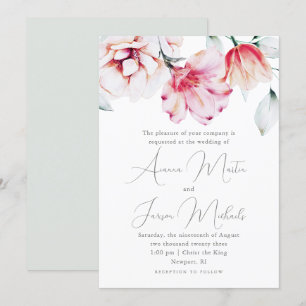 Invitation Beau Mariage Floral Vert