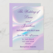 Invitation Beau mariage métallique iridescente (Devant / Derrière)