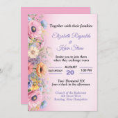 Invitation Beau Mariage Pastel Flowers (Devant / Derrière)