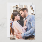 Invitation Beau Mariage photo floral bleu et blanc (Dos)