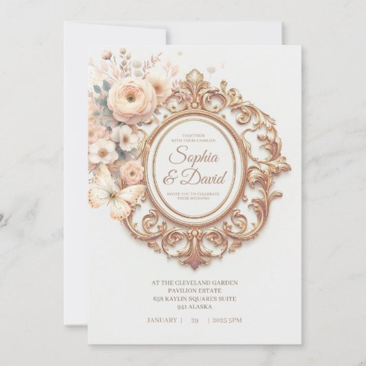 Invitation Beau Mariage Ranunculus (Devant)
