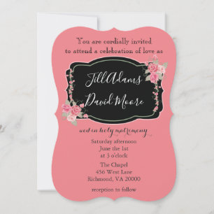 Invitation Beau Mariage rose et noir