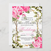 Invitation Beau Mariage rose floral (Devant)