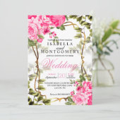 Invitation Beau Mariage rose floral (Debout devant)