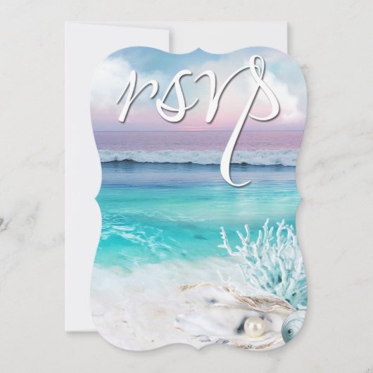 Invitation BEAU Mariage RSVP TROPICAL OCEAN (Devant)