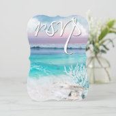 Invitation BEAU Mariage RSVP TROPICAL OCEAN (Debout devant)