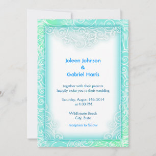 Invitation Beau Mariage Seafoam Aqua Mint et White Beach