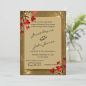 Invitation Beau Mariage Vintage Gold Damask & Art Deco (Debout devant)