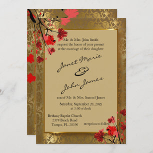 Invitation Beau Mariage Vintage Gold Damask & Art Deco