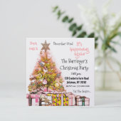 Invitation Beau Noël annuel fête rose (Debout devant)