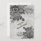 Invitation Beau noir & gris Mariage de fleurs artistiques (Dos)