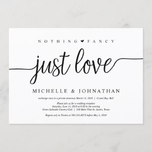 Invitation Beau Noir Rien De Fancy Juste Amour, Elopement
