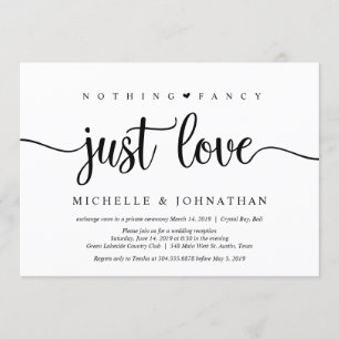 Invitation Beau Noir Rien De Fancy Juste Amour, Elopement