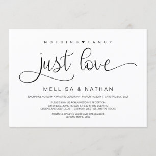 Invitation Beau Noir Rien De Fancy Juste Amour, Elopement