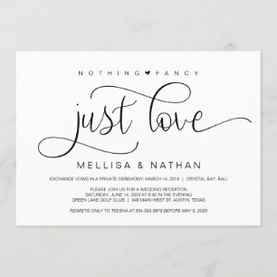 Invitation Beau Noir Rien De Fancy Juste Amour, Elopement