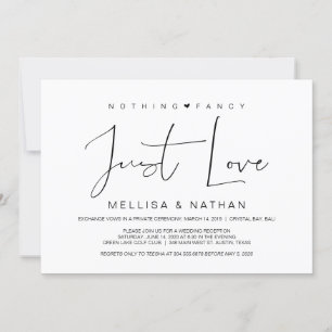 Invitation Beau Noir Rien De Fancy Juste Amour, Elopement