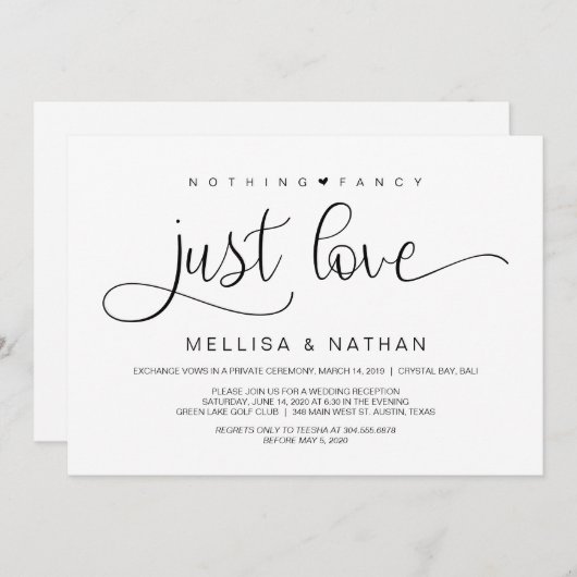 Invitation Beau Noir Rien de Fantaisie Juste Amour, Fugue (Devant / Derrière)