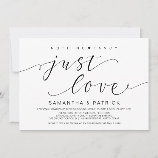 Invitation Beau Noir Rien de Fantaisie Juste l'Amour, Échange (Devant)