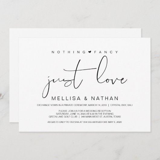 Invitation Beau Noir Rien de Fantaisiste Juste l'Amour, Fugue (Devant / Derrière)