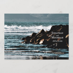 Invitation Beau océan, Vagues et Rocks Beach Mariage