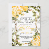 Invitation Beau or jaune floral (Devant)