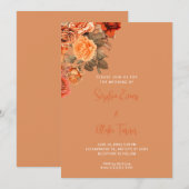 Invitation Beau Orange Floral Bouquet Orange Mariage (Devant / Derrière)