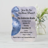 Invitation Beau ornement Bobble Bleu sur un ruban de soie dan (Debout devant)