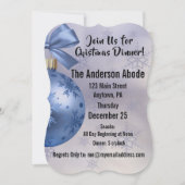 Invitation Beau ornement de Bobble Bleu sur un ruban de soie (Devant)