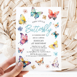 Invitation Beau papillon aquarelle fille's Birthday