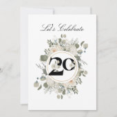 Invitation Beau Pastel Floral 20e ANNIVERSAIRE (Devant)