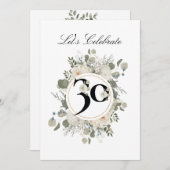 Invitation Beau Pastel Floral 30e ANNIVERSAIRE (Devant / Derrière)