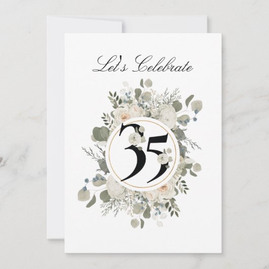 Invitation Beau Pastel Floral 35e ANNIVERSAIRE (Devant)