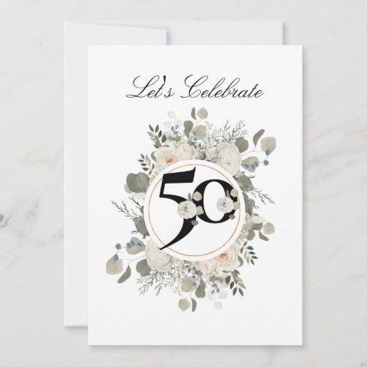 Invitation Beau Pastel Floral 50e ANNIVERSAIRE (Devant)