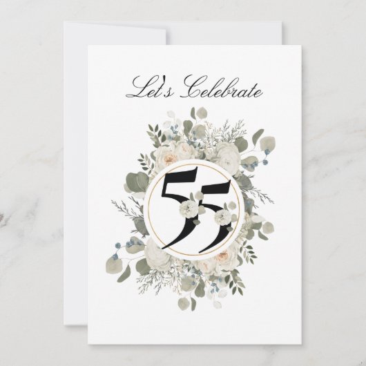 Invitation Beau Pastel Floral 55e ANNIVERSAIRE (Devant)