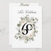 Invitation Beau Pastel Floral 60e ANNIVERSAIRE (Devant / Derrière)