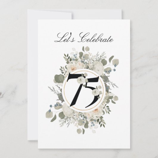 Invitation Beau Pastel Floral 75e ANNIVERSAIRE (Devant)
