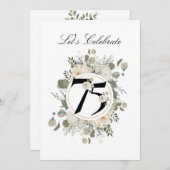 Invitation Beau Pastel Floral 75e ANNIVERSAIRE (Devant / Derrière)