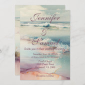 Invitation Beau Paysage De Plage (Devant / Derrière)