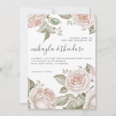Invitation Beau Peach Blush Roses d'aquarelle (Devant)