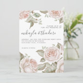 Invitation Beau Peach Blush Roses d'aquarelle (Debout devant)