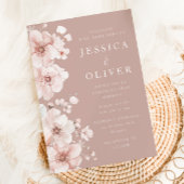 Invitation Beau Pétales de Fleurs Rouges Magnifique Mariage