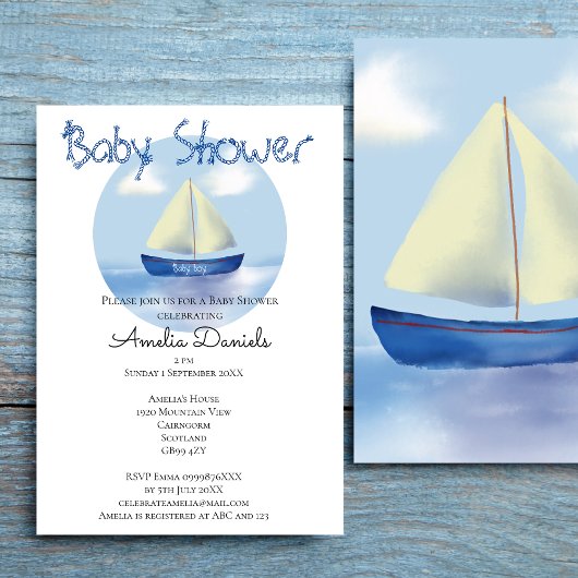 Invitation Beau Petit Bleu Baby shower Boys