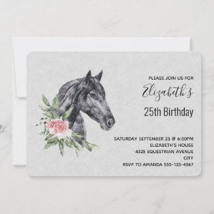 Invitation Beau Portrait de Tête de Cheval à l'Aquarelle pour