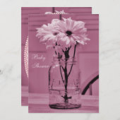 Invitation Beau pot de maçon et baby shower rose de (Devant / Derrière)