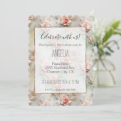 Invitation Beau Romantique Rose rose rose Roses romantiques (Debout devant)