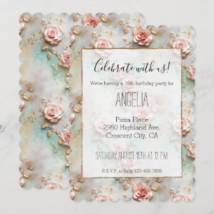 Invitation Beau Romantique Rose rose rose Roses romantiques